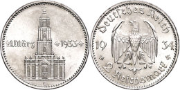 2 Reichsmark, 1934, E, Garnisonkirche Mit Datum, Vz-st., Katalog: J. 355 Vz-st2 Reichmark, 1934, E,... - Other & Unclassified