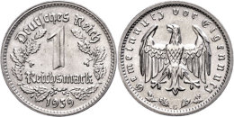 1 Reichsmark, 1939, G, Vz-st., Katalog: J. 354 Vz-st1 Reichmark, 1939, G, Extremly Fine To Uncirculated.,... - Sonstige & Ohne Zuordnung