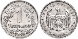 1 Reichsmark, 1939, B, Vz., Katalog: J. 354 Vz1 Reichmark, 1939, B, Extremley Fine, Catalogue: J. 354 Vz - Other & Unclassified