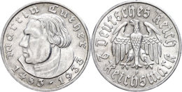 3 Reichsmark, 1933 A, Martin Luther, Win. Kratzer, Ss-vz., Katalog: J. 352 Ss-vz3 Reichmark, 1933 A, Martin... - Other & Unclassified