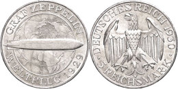 5 Reichsmark, 1930 A, Graf Zeppelin, Kratzer, Kl. Randfehler, Vz., Katalog: J. 343 Vz5 Reichmark, 1930 A, Count... - Sonstige & Ohne Zuordnung