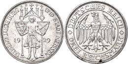 3 Reichsmark, 1929 E, 1000 Jahre Burg Und Stadt Meißen, Etwas Berieben, Patina, Vz., Katalog: J. 338 Vz3... - Sonstige & Ohne Zuordnung