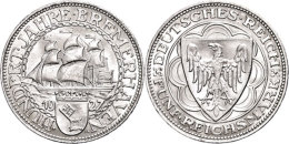 5 Reichsmark, 1927 A, 100 Jahre Bremerhaven, Kratzer, Vz., Katalog: J. 326 Vz5 Reichmark, 1927 A, A Hundred... - Other & Unclassified