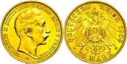 20 Mark, 1909, Wilhelm II., A, Kl. Rf., Ss-vz., Katalog: J. 252 Ss-vz20 Mark, 1909, Wilhelm II., A, Small Edge... - Sonstige & Ohne Zuordnung