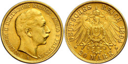 20 Mark, 1894, Wilhelm II., Vz, Katalog: J. 252 Vz20 Mark, 1894, Wilhelm II., Extremly Fine, Catalogue: J. 252... - Sonstige & Ohne Zuordnung