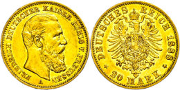 20 Mark, 1888, Friedrich III., Kl. Rf., Ss-vz., Katalog: J. 248 Ss-vz20 Mark, 1888, Friedrich III., Small Edge... - Other & Unclassified