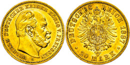 20 Mark, 1887, Wilhelm I., Kl. Rf., Ss., Katalog: J. 246 Ss20 Mark, 1887, Wilhelm I., Small Edge Nick, Very... - Sonstige & Ohne Zuordnung