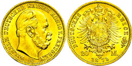 20 Mark, 1873, C, Wilhelm I., Kl. Rf., Vz-st., Katalog: J. 243 Vz-st20 Mark, 1873, C, Wilhelm I., Small Edge... - Sonstige & Ohne Zuordnung