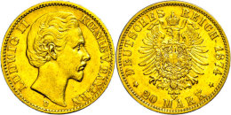 20 Mark, 1874, Ludwig II., Kl. Rf., Ss., Katalog: J. 197 Ss20 Mark, 1874, Ludwig II., Small Edge Nick, Very... - Sonstige & Ohne Zuordnung