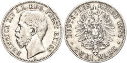 2 Mark, 1884, Heinrich XIV., Ss., Katalog: J. 120 S-ss2 Mark, 1884, Heinrich XIV., Very Fine., Catalogue: J.... - Sonstige & Ohne Zuordnung