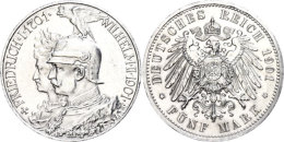 5 Mark, 1901, Wilhelm II., Zur 200 - Jahrfeier, Kl. Kratzer, Randfehler, Poliert, Vz., Katalog: J. 106 Vz5... - Sonstige & Ohne Zuordnung