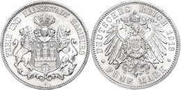 5 Mark, 1913, Kl. Kratzer, Randfehler, Vz+., Katalog: J. 65 Vz5 Mark, 1913, Small Scratch, Margin Fault,... - Sonstige & Ohne Zuordnung