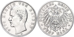 5 Mark, 1908, Otto, Poliert, Kratzer, Ss., Katalog: J. 46 Ss5 Mark, 1908, Otto, Polished, Scratch, Very Fine.,... - Sonstige & Ohne Zuordnung