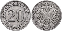 20 Pfennig, 1892, G, Ss., Katalog: J. 14 Ss20 Penny, 1892, G, Very Fine., Catalogue: J. 14 Ss - Other & Unclassified