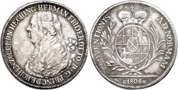 Taler 1804, Hermann Friedrich Otto, AKS Nr. 1, Leichte Patina, Ss  SsThaler 1804, Hermann Friedrich Otto,... - Sonstige & Ohne Zuordnung