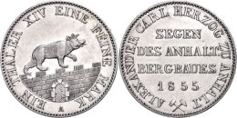 Taler, 1855, Alexander Carl, AKS 16, J. 66, Etwas Berieben, Wz. Rf., Ss+.  Thaler, 1855, Alexander Carl,... - Sonstige & Ohne Zuordnung