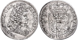 2/3 Taler, 1692, Friedrich III., LCS, Dav. 270, Schrötlingsfehler, Ss+.  2 / 3 Thaler, 1692, Friedrich... - Other & Unclassified