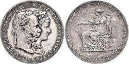 Doppelgulden, 1879, Franz Josef I., Auf Die Silberne Hochzeit, Kl. Rf., Vz.  VzDouble Guilder, 1879, Francis... - Oesterreich