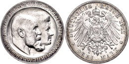 3 Mark, 1911, Wilhelm II., Zur Silbernen Hochzeit, Variante Mit Hohem Querstrich Im Buchstaben "H" Von Charlotte,... - Other & Unclassified
