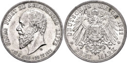 3 Mark, 1911, Georg, Auf Seinen Tod, Randfehler, Vz., Katalog: J. 166 Vz3 Mark, 1911, Georg, On His Death,... - Sonstige & Ohne Zuordnung