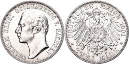 2 Mark, 1901, Wilhelm Ernst, Vz-st., Katalog: J. 157 Vz-st2 Mark, 1901, Wilhelm Ernst, Extremly Fine To... - Sonstige & Ohne Zuordnung