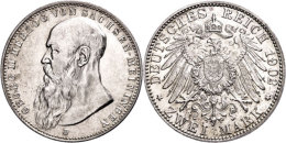 2 Mark, 1902, Georg II., Bart Berührt Perlkreis, J. 151a, Vz., Katalog: J. 151a Vz2 Mark, 1902, Georg II.,... - Other & Unclassified