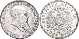 5 Mark, 1901, Georg II., Zum 75. Geburtstag, Kl. Rf., Vz-st., Katalog: J. 150 Vz-st5 Mark, 1901, Georg II., To... - Sonstige & Ohne Zuordnung