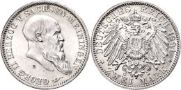 2 Mark, 1901, Georg II., Zu, 75. Geburtstag, Avers Leicht Berieben, St., Katalog: J. 149 St2 Mark, 1901, Georg... - Sonstige & Ohne Zuordnung