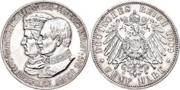 2 Mark, 1909, Friedrich August III., Universität Leipzig, Leicht Berieben, Vz., Katalog: J. 139 Vz2 Mark,... - Other & Unclassified