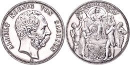 Silber-Gedenkmünze In 5 Mark Größe, 1889, Albert, Zur 800-Jahrfeier Des Hauses Wettin, Felder... - Sonstige & Ohne Zuordnung