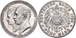 5 Mark, 1904, Friedrich Franz IV., Zur Hochzeit, Kl. Kratzer, PP., Katalog: J. 87 PP5 Mark, 1904, Friedrich... - Sonstige & Ohne Zuordnung