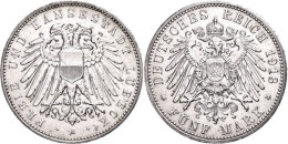 5 Mark, 1913, Kl. Rf., Ss-vz., Katalog: J. 83 Ss-vz5 Mark, 1913, Small Edge Nick, Very Fine To Extremly Fine.,... - Sonstige & Ohne Zuordnung