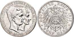 5 Mark, 1915, Ernst August, Zum Regierungsantritt, Variante Ohne "Lüneburg", Rand Bearbeitet, Vz., Katalog: J.... - Other & Unclassified