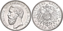 5 Mark, 1902, Friedrich I., Randfehler, Avers Leicht Berieben, Vz., Katalog: J. 29 Vz5 Mark, 1902, Friedrich... - Other & Unclassified