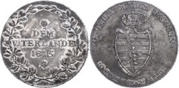 Taler, 1815, Carl August, AKS 2, J. 518, Kl. Schrötlingsfehler, Dunkle Patina, Vz+.  VzThaler, 1815, Carl... - Altri & Non Classificati