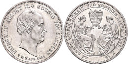 Taler, 1854, Friedrich August II., Auf Seinen Tod, AKS 117, J. 94, Avers Vz, Revers Vz-st.  Thaler, 1854,... - Sonstige & Ohne Zuordnung