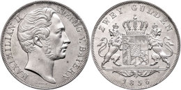 Doppelgulden, 1856, Maximilian II., AKS 150, J. 83, Kl. Rf., F. St.  Double Guilder, 1856, Maximilian II.,... - Sonstige & Ohne Zuordnung