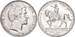 Geschichtsdoppeltaler, 1839, Ludwig I., Reitersäule, AKS 100, J. 68, Kl. Rf., Revers Etwas Berieben, Vz. ... - Other & Unclassified