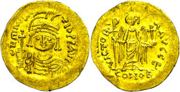 Mauricius Tiberius, Solidus (4,39g), 582-602, Konstantinopel. Av: Brustbild Mit Kreuz Von Vorn, Darum Umschrift.... - Byzantine