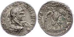 Aelia Capitolina (Jerusalem), Tetradrachme (13,82g), Caracalla, 215-217. Av: Kopf Nach Rechts, Darunter Adler Mit... - Province