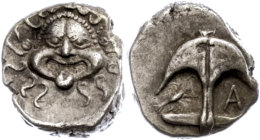 Apollonia Pontica, Drachme (3,32g), Ca. 5./4. Jhd. V. Chr.. Av: Gorgoneion. Rev: Anker, Links Krebs, Rechts "A".... - Unclassified