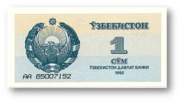 UZBEKISTAN - 1 SUM - 1992 ( 1993 ) - Pick 61 - UNC. - Serie AA - 2 Scans - Ouzbékistan