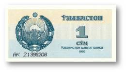 UZBEKISTAN - 1 SUM - 1992 ( 1993 ) - Pick 61 - UNC. - Serie AK - 2 Scans - Uzbekistán