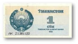 UZBEKISTAN - 1 SUM - 1992 ( 1993 ) - Pick 61 - Serie AK - 2 Scans - Uzbekistan