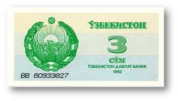UZBEKISTAN - 3 SUM - 1992 ( 1993 ) - Pick 62 - UNC. - Serie BB - Ouzbékistan
