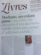 Libération Supplément Livres 8 Pages Du 02/10/14 : Modiano / Vaneigem Raoul / L. Joris / Zola, Lettres à Sa Femme - Kranten Voor 1800