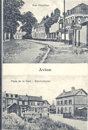 PAS DE CALAIS - 62 - AVION - Carte Allemand - Non Circulé - Double Vue - Rue Proudhon Et Place De La Gare - Avion