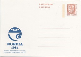 Finnland 1981 Postkarte PK137 "Nordia 1981" Ganzsache Löwenwappen 1,00; Postfrisch - Interi Postali
