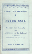 Programme/Caveau De La République/Association Amicale Des Chansonniers De Cabaret/Grand Gala/Prisonniers /1941   PROG114 - Programs