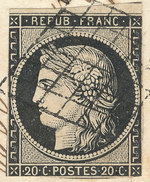 Stamp France 1849 20c  Used Lot#20 - 1849-1850 Ceres